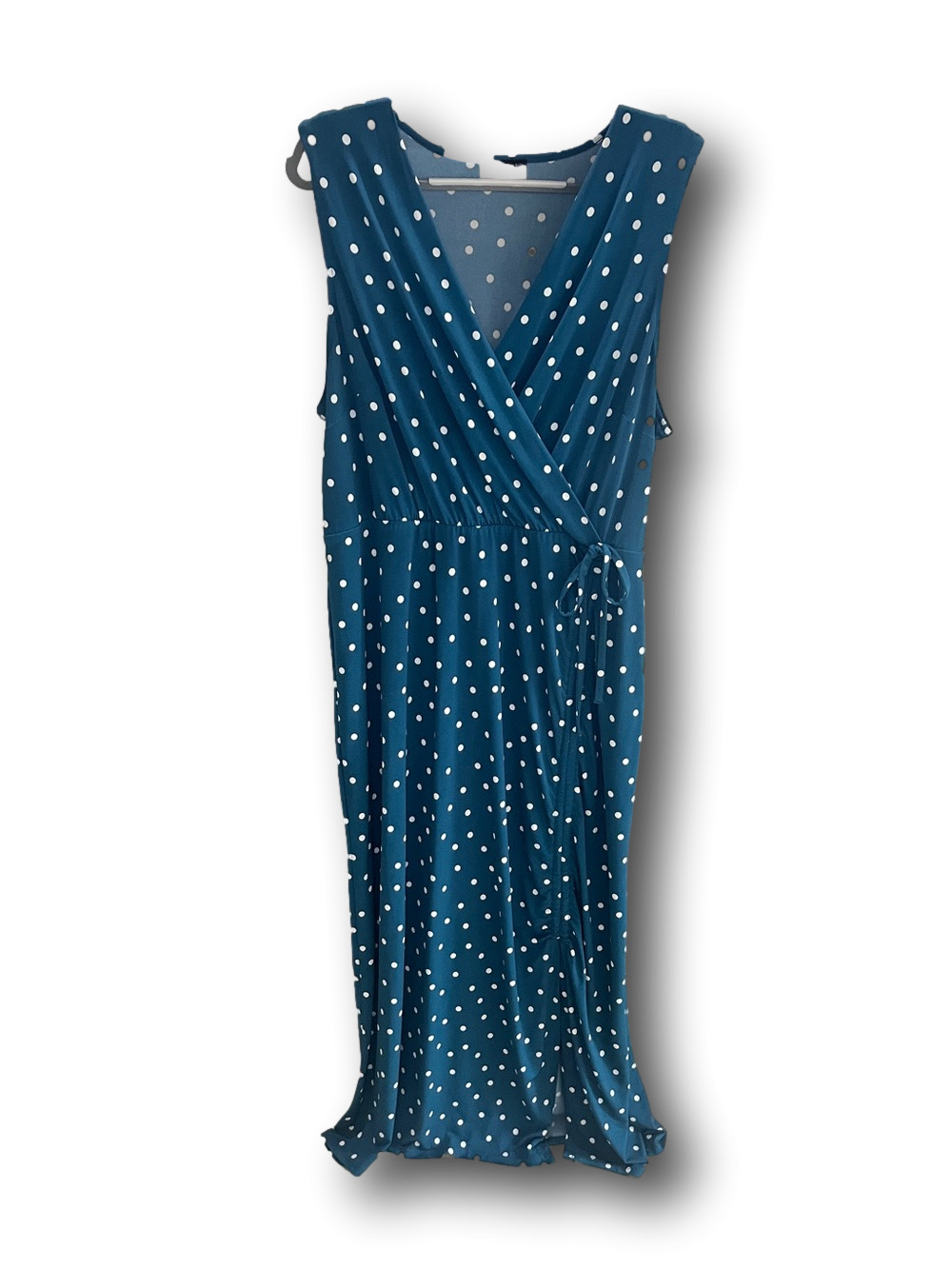 Lane Bryant Teal Polka Dot Wrap Maxi Dress